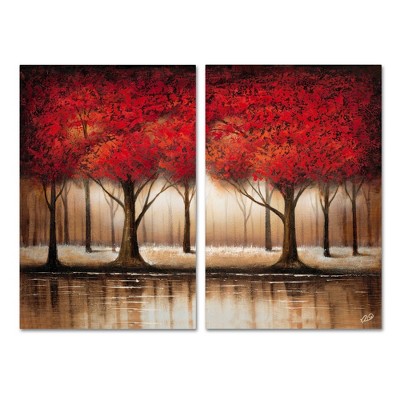 16" x 24" Rio 'Parade of Trees' Two Panel Unframed Wall Canvas - Trademark Fine Art