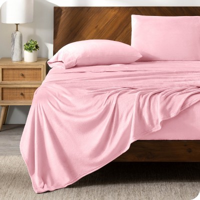 Velvety Soft Microplush Fleece Light Pink Twin Xl Sheet Set By Bare