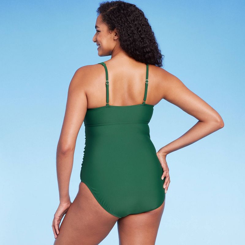Women's Tie-Front Ruched Full Coverage One Piece Swimsuit - Kona Sol™, 4 of 10