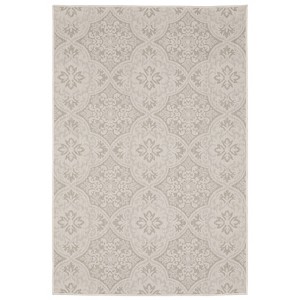 Paloma Floral Trellis Patio Rug Ivory/Gray - Captiv8e Designs - 1 of 4