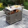 Outdoor Bar Cart with Storage, Stainless Steel Outdoor Bar Table Top, Wheeled HDPE Kitchen Island for Food Prep - 3 of 4