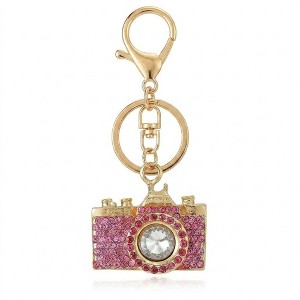 Alilang 2pc Camera Rhinestone Keychain Bag Charm with Lobster