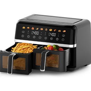 WHALL Dual Basket Digital Air Fryer Oven with View Windows, 10 Qt Baskets, 1800W - 1 of 4