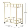 2 Tier Mobile Serving Cart, Metal Rolling Bar Cart With Glass Rack Shelves, Kitchen Island Utility Cart With Wheels for Kitchen Dining Living Room - 3 of 4