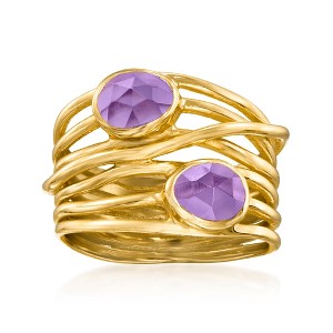 Ross-Simons 1.30 ct. t.w. Amethyst Highway Ring in 18kt Gold Over Sterling - 1 of 4