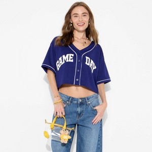 Women's Game Day Cropped Elbow Sleeve V-Neck Athletic Jersey - Wild Fable™ - 1 of 3