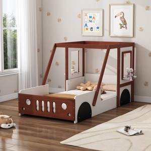 Fun Play Design Twin Size Car Bed, Kids Platform Bed in Car-Shaped for Kids Boys Girls Teens - 1 of 4