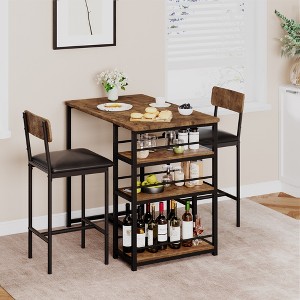 WhizMax Dining Table Set for 2, 3 Piece, Modern Rustic Brown Wood Composite Folding Furniture - 1 of 4