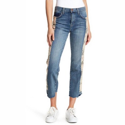 Women's Uneven Seemed Original Straight Floral Jeans - CURRENT/ELLIOTT