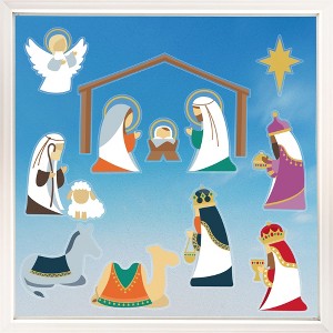 Big Dot of Happiness Holy Nativity Window Clings Reusable Christian Holiday Window Sticker Manger Scene Advent Religious Countdown to Christmas Static - 1 of 4