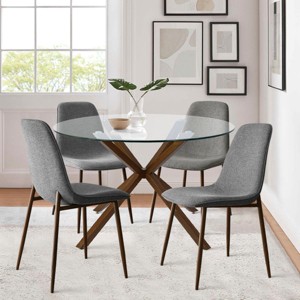 Oslo Walnut Dining Chairs Set Of 4,Upholstered Dining Chairs with Walnut Metal Legs-Maison Boucle - 1 of 4