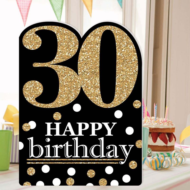 Big Dot of Happiness Adult 30th Birthday - Gold - Happy Birthday Giant Greeting Card - Big Shaped Jumborific Card, 2 of 8