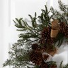 Nearly Natural 24-in Pine & Pinecone Wreath with Burlap Bows - 2 of 3