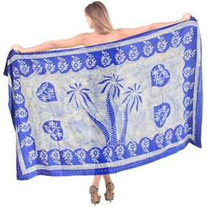 LA LEELA Women's Summer Bikini Wraps Beach Wrap Sarong Swimwear Cover up Skirt Bathing suit Swimsuit Pareo for Women One Size Blue, Abstract - 1 of 4