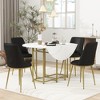 Whisen 5-Piece Space-Saving Dining Set with Extendable Round Marble Table and 4 Upholstered Chairs, Foldable Design for Small Apartments - 2 of 4
