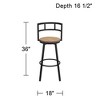 Elm Lane Latham Matte Black Swivel Bar Stool 25 1/4" High Industrial Roark Gray Wood Seat with Backrest Footrest for Kitchen Counter Height Island - 4 of 4