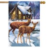 Winter Cabin Deer House Flag Snowy Scene 28" x 40" Briarwood Lane - 2 of 4
