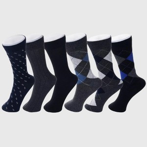 Alpine Swiss Mens Cotton 6 Pack Dress Socks Solid Ribbed Argyle Shoe Size 6-12 - 1 of 4