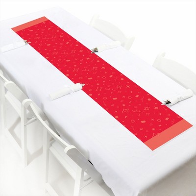Big Dot of Happiness Red Confetti Stars - Petite Simple Party Paper Table Runner - 12 x 60 inches