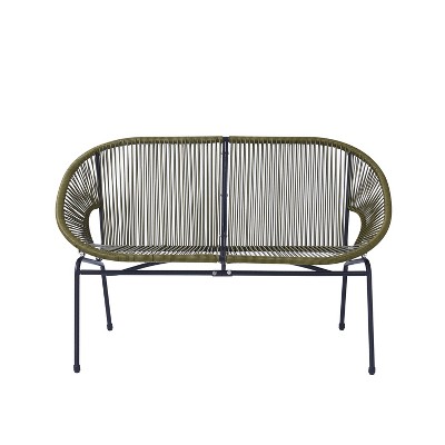 GDFStudio Chardean Outdoor Wicker Wrap Hammock Loveseat with Metal Frame