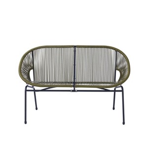 GDFStudio Chardean Outdoor Wicker Wrap Hammock Loveseat with Metal Frame - 1 of 4