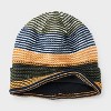 Men's Fleece Lined Striped Beanie - Goodfellow & Co™ Blue/Gold/Green - 3 of 4