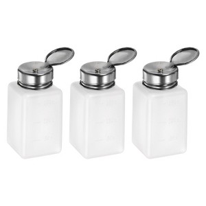 Unique Bargains Plastic Makeup Remover Nail Polish Push Down Alcohol Dispenser Bottles 3 Pcs 6oz White - 1 of 4