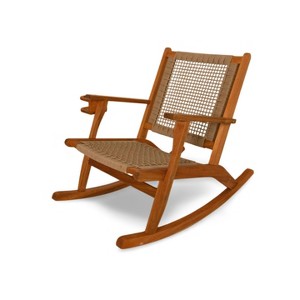 Aspect Living Vega Rocking Chair with Beverage Holder Natural Finish Wooden Chair, Patio, Backyard, Indoor & Outdoor Use - Robust Wood Construction - 1 of 4