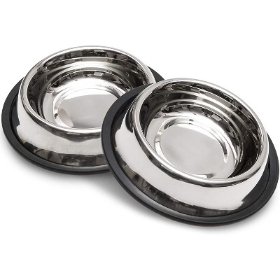 2-Pack Juvale Stainless Steel Pet Bowls for Cats and Dogs, Thick Bowl & Non Slip Base (6.3" Diameter)