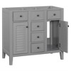 36 Inch Bathroom Vanity Without Top Sink, Solid Wood Bathroom Cabinet With 2 Cabinets And 5 Drawers - 2 of 4