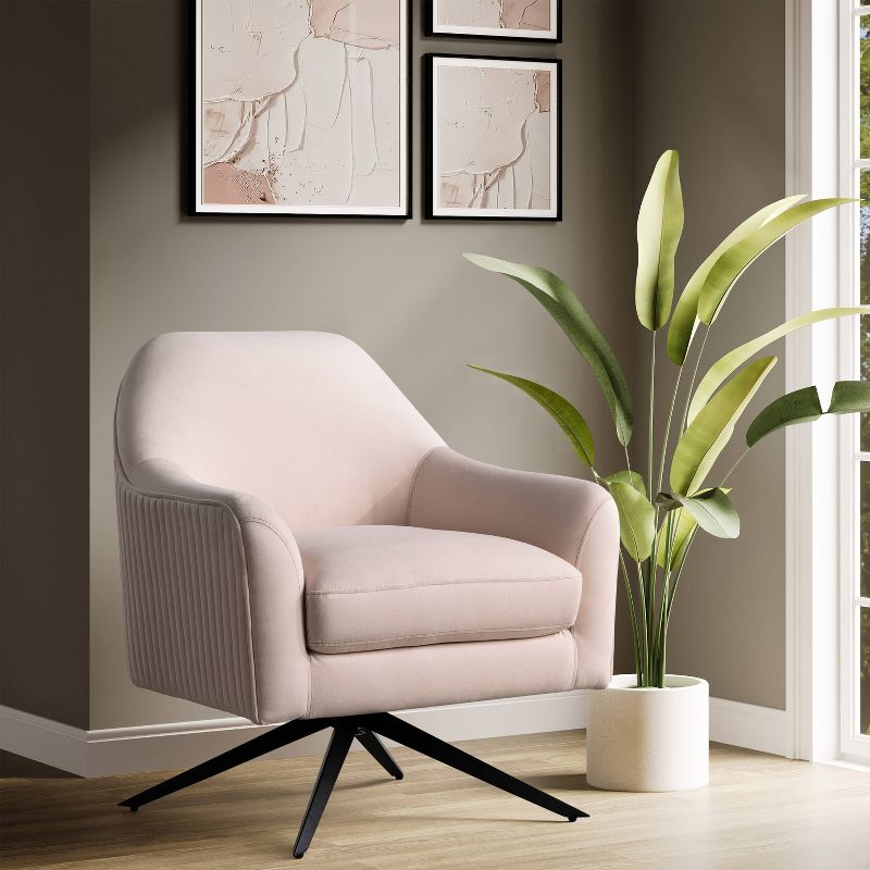 Lifestyle Solutions Fargo Swivel Accent Chair Blush Velvet, 1 of 11