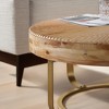 Lovmor 33.86"Modern Retro Splicing Round Coffee Table,Fir Wood Table Top with Gold Cross Legs Base - 2 of 4