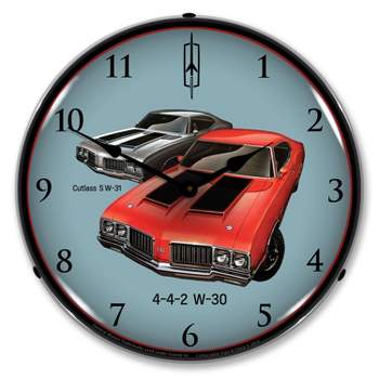 Collectable Sign & Clock | 1970 442 W-30 and W-31 LED Wall Clock Retro/Vintage, Lighted