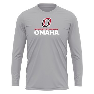 University of Nebraska at Omaha Adult Sport Long Sleeve Shirt Primary Logo, Athletic Heather - 1 of 4