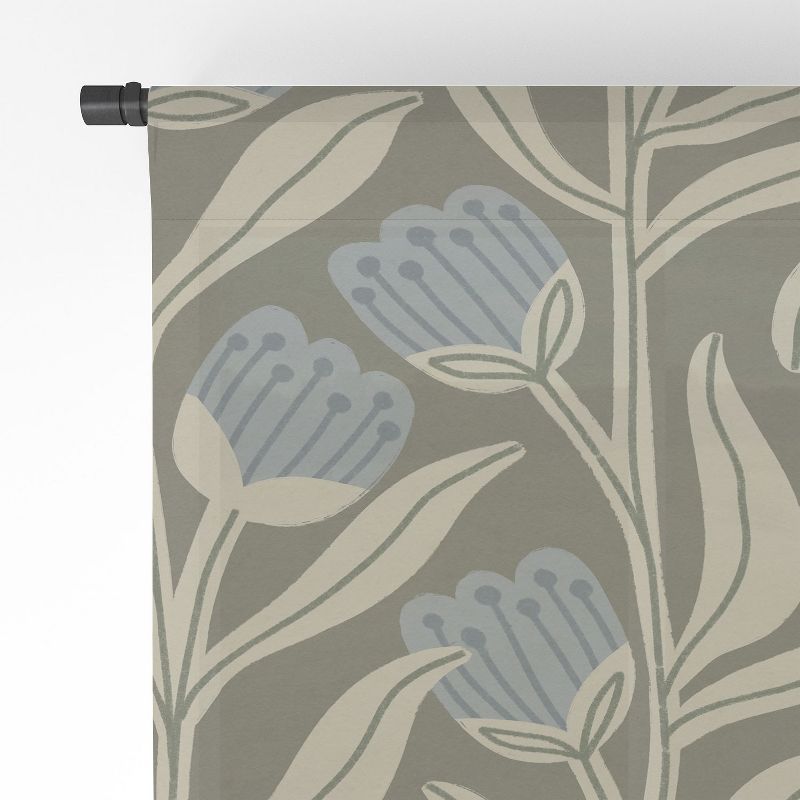 Alisa Galitsyna Bellflower Pattern Cream Olive Single Panel Sheer Window Curtain - Deny Designs, 4 of 7