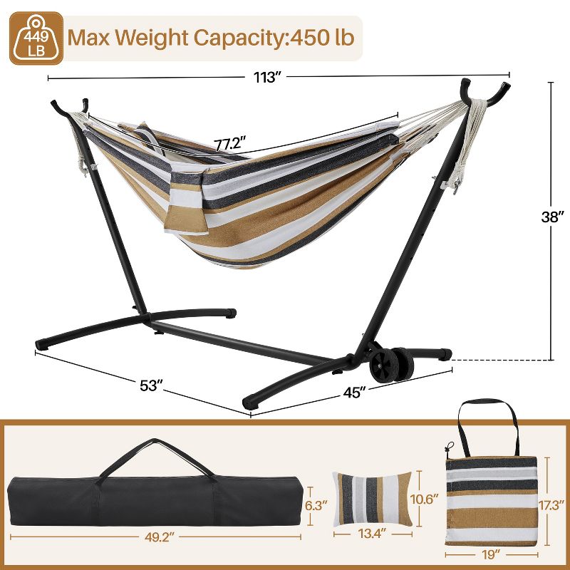 Yaheetech 2-people Hammock with Wheeled Stand, 3 of 8