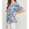 Women's Abstract V-Neck Top - entro - 3 of 4