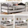 Acekool Daybed with Pop-Up Trundle, Metal Twin Bed Frame with Sofa-to-Bed Headboard, Reinforced Steel Slat Support, Rustic Brown - 4 of 4