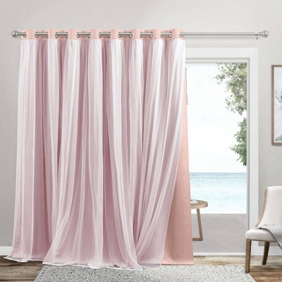 Image of 100"x84" Catarina Layered Room Darkening Blackout & Sheer Grommet Top Curtain Panel: Patio, Indoor Use - Exclusive Home