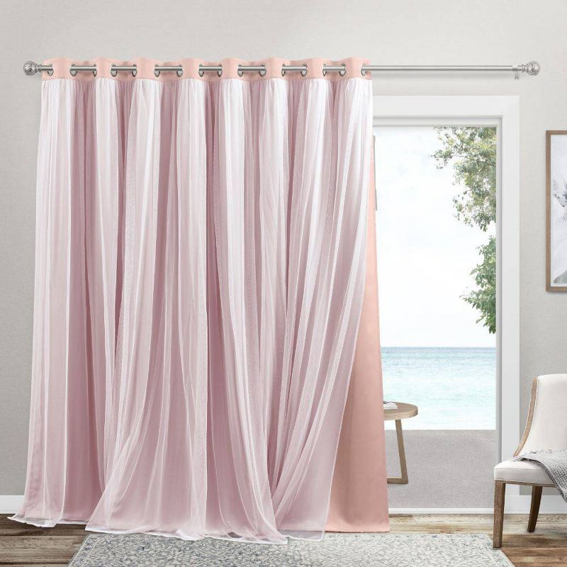 100"x84" Catarina Layered Room Darkening Blackout and Sheer Grommet Top Curtain Panel Patio - Exclusive Home, 1 of 6