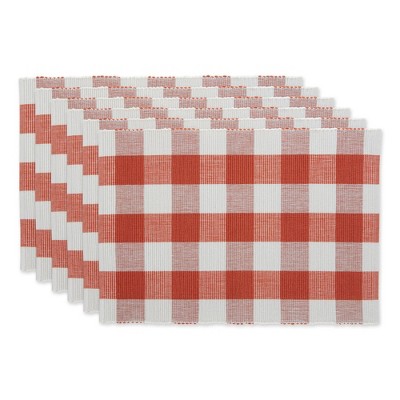6pk Cotton Buffalo Check Placemats Red - Design Imports