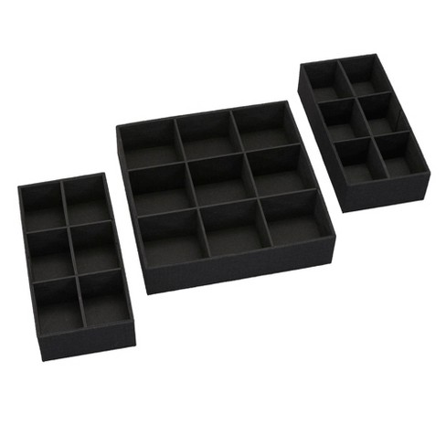 3 Black Insert Tray Liners W/ 24 Compartments Drawer Organizer Bead Storage  