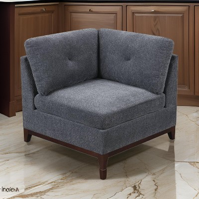 Royal Hampton 37 Inch Modular Corner Sofa Chair, Dark Gray Chenille, Solid Wood