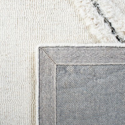 Ivory Hand-Tufted Wool Shag Area Rug, 5' x 8'