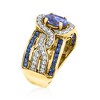 Ross-Simons 0.80 Carat Tanzanite and .60 ct. t.w. Sapphire Ring With .30 ct. t.w. White Zircon in 18kt Gold Over Sterling - 3 of 4