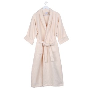 Waffle Weave Cotton Soft Plush Adult Unisex Lightweight Bathrobe by Blue Nile Mills - 1 of 4