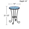 Teal Island Designs Modern Black Round Outdoor Accent Side Table 14" Wide Blue Star Mosaic Tabletop for Front Porch Patio Home House - 4 of 4
