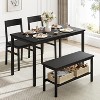 Modern Dining Table Set for 4 with Metal Frame, Chairs, and Bench, 4-Person Kitchen Table with Storage Rack, Ideal for Apartments and Dining Rooms. - 4 of 4