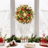 16" Elegant Christmas Wreath - Red, Green & Gold Winter Decor with Sparkling Ornaments - Perfect for Front Door & Mantel Holiday Home Decor - 3 of 4