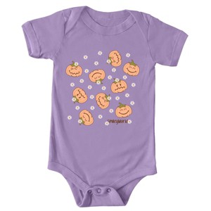 The Juniper Shop SmileyWorld Pumpkin Collage Daisies Baby Short Sleeve Bodysuit - 1 of 4